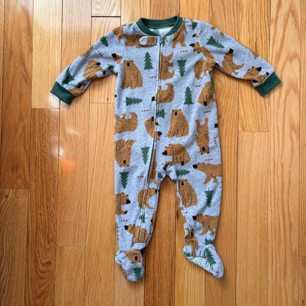 Carter's Gray Bear and Tree Print Footie